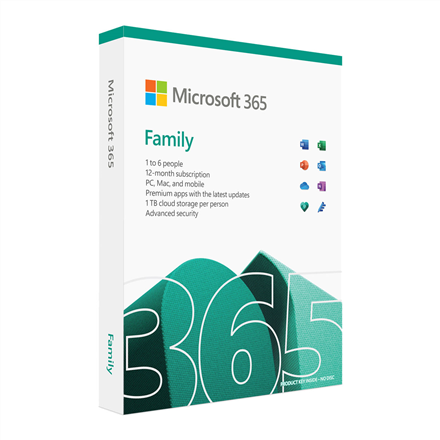 Programinė įranga MICROSOFT Office 365 Family (ENG) P8 6GQ-01556