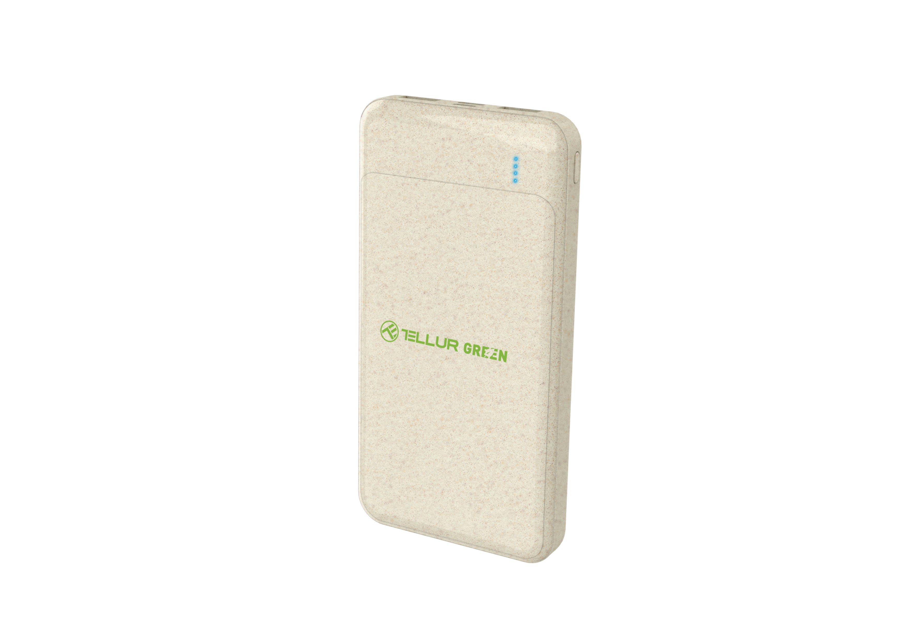 Tellur PD103 Green Power Bank 10000mAh, 2xQC3.0 + PD 18W cream