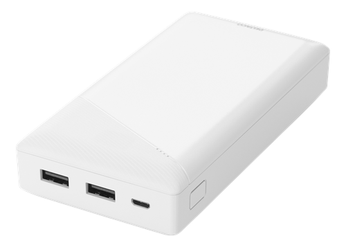 Išorinė baterija DELTACO 20000 mAh, 2.1 A/10.5 W, 37 Wh, 2x USB-A, balta / PB-A1002