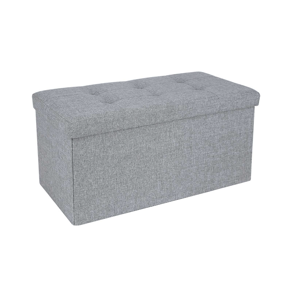 Tvirtas lengvas minkštasuolis su daiktadėže | 76 x 38 x 38 cm | 300 kg | Pilka