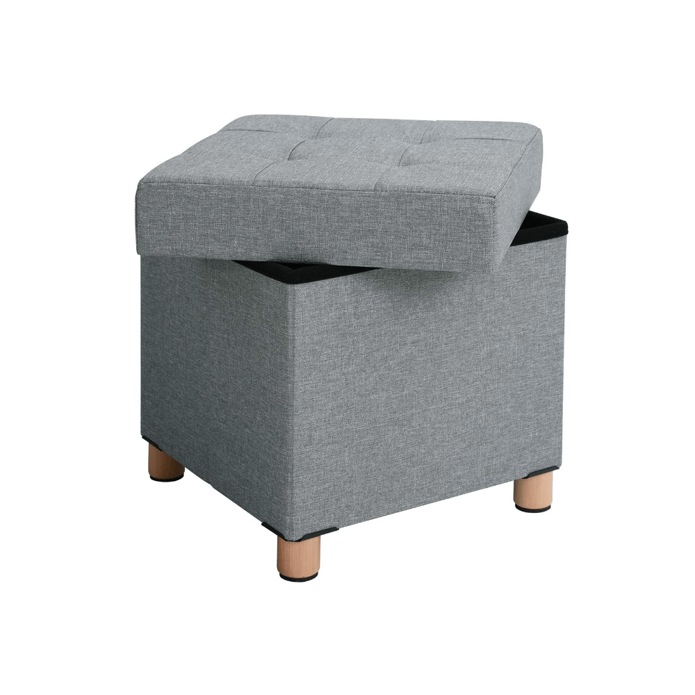 Tvirtas lengvas pufas ant kojelių | 300 kg | 40 x 38 x 38 cm | Šviesiai pilka