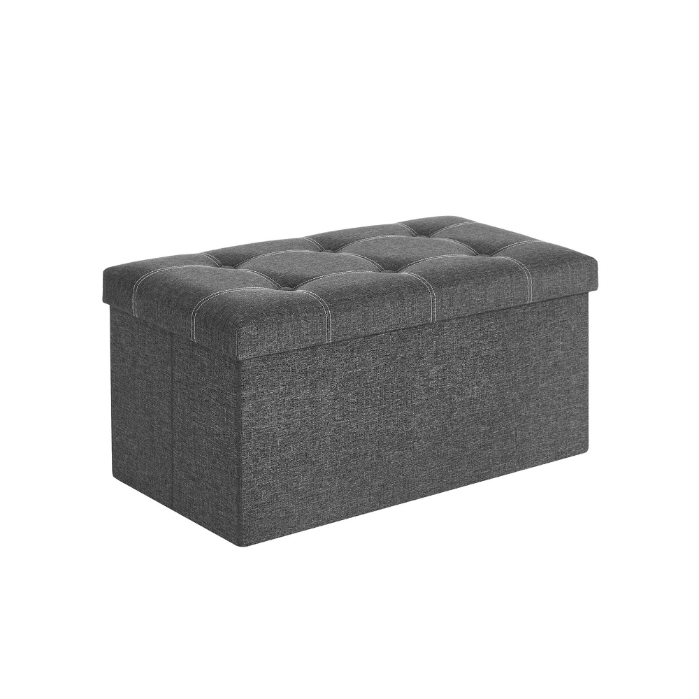 Tamsiai pilkas pufas ant kojelių | 300 kg | 76 x 38 x 38 cm | Tamsiai pilka