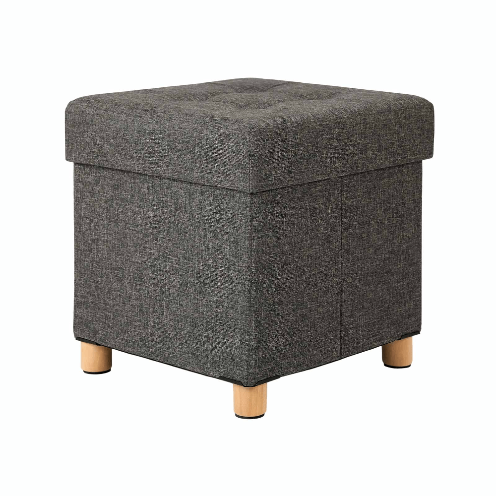 Tvirtas lengvas pufas ant kojelių | 300 kg | 40 x 38 x 38 cm | Pilka