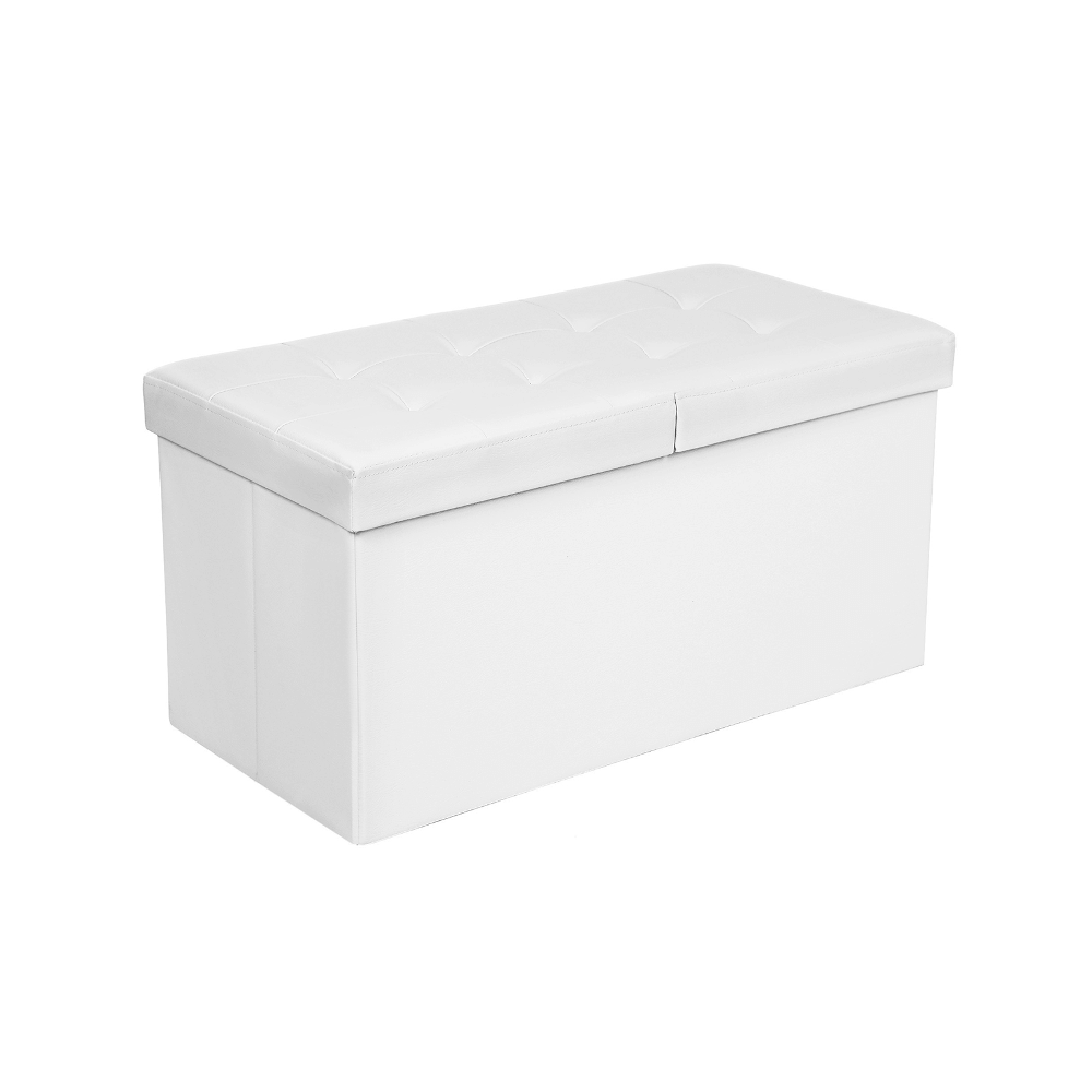 Tvirtas lengvas minkštasuolis su daiktadėže | 76 x 38 x 38 cm | 300 kg | Balta
