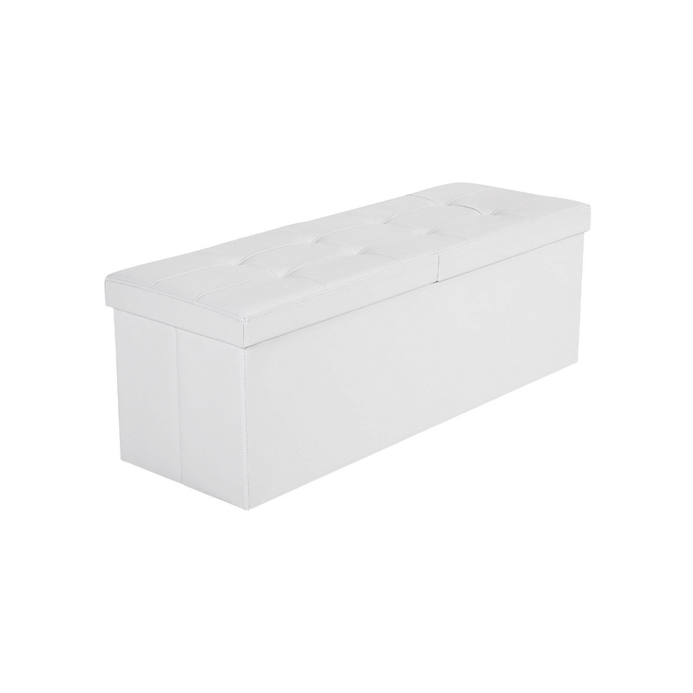 Tvirtas lengvas baltas pufas 110 cm | EKO oda
