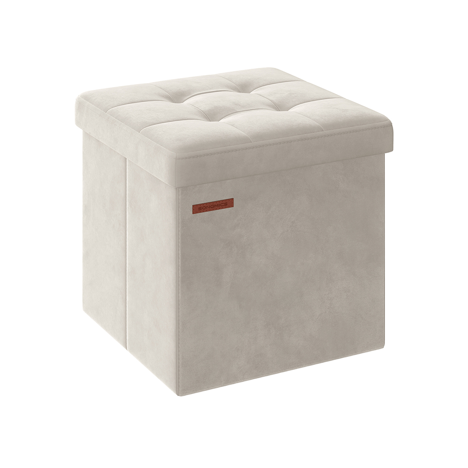 Tvirtas lengvas pufas su daiktadėže | 38 x 38 x 38 cm | 300 kg | Balta
