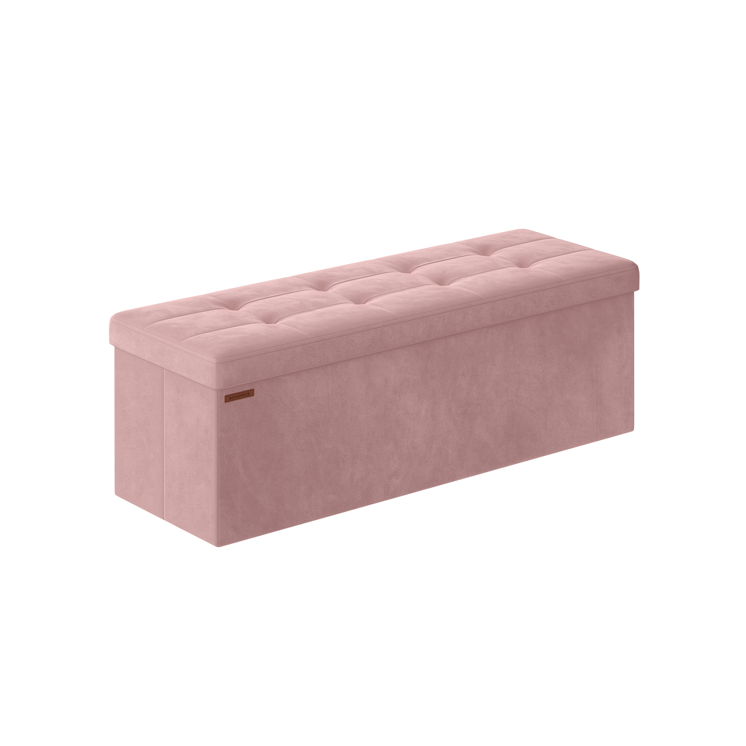 Tvirtas lengvas pufas su daiktadėže | 110 x 38 x 38 cm | 300 kg | Rožinė