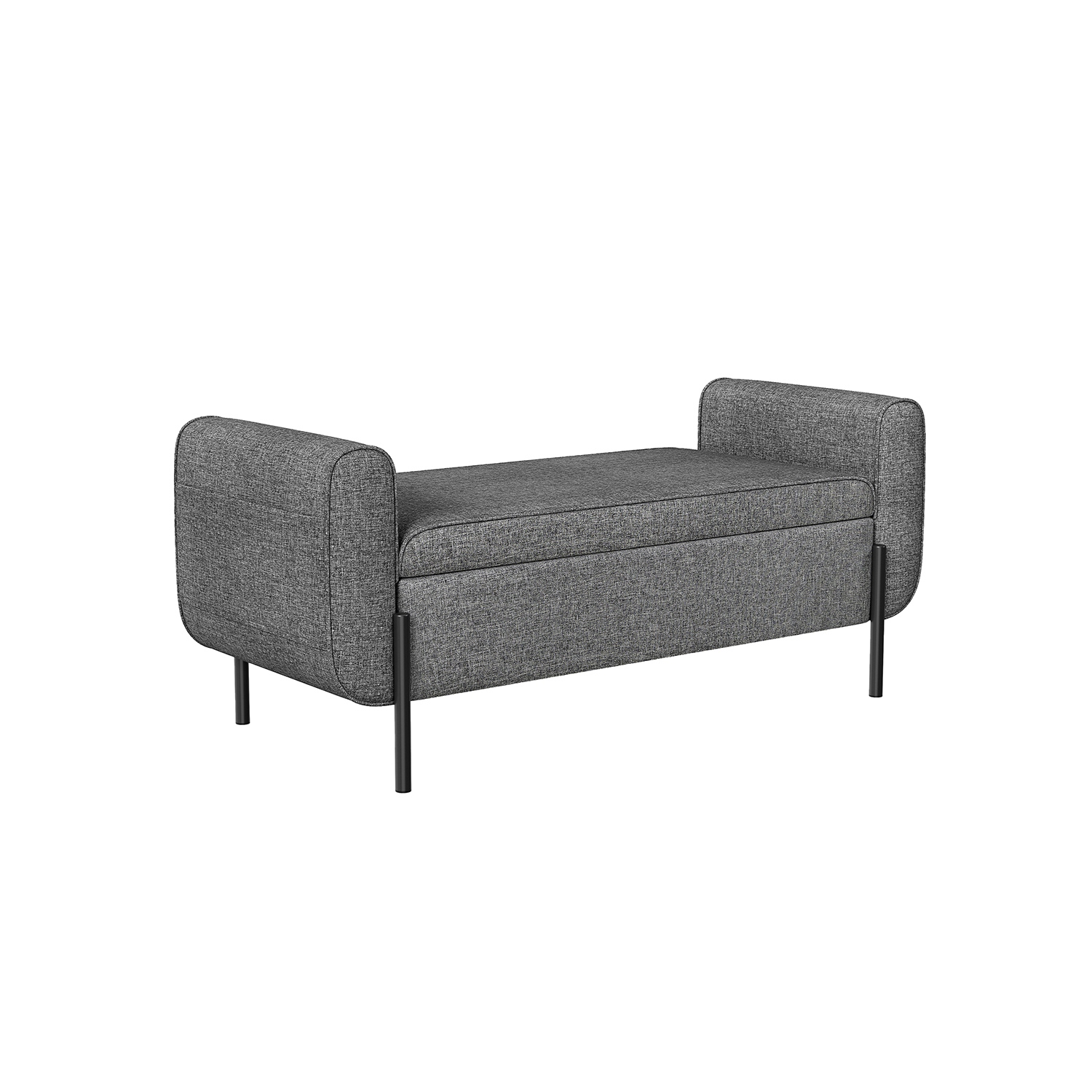 Minkštasuolis su daiktadėže ir porankiais | 50 x 127 x 55 cm | Pilka