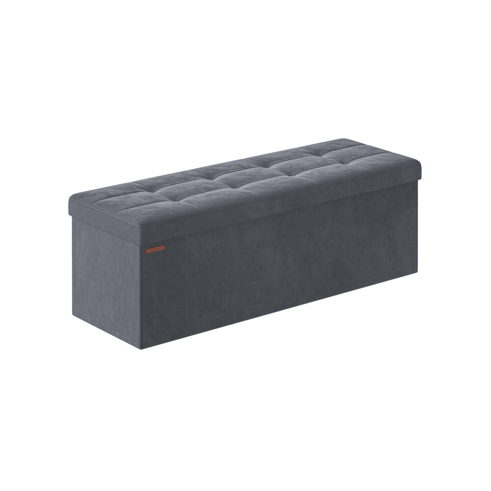 Tvirtas lengvas pufas su daiktadėže | 110 x 38 x 38 cm | 300 kg | Pilka