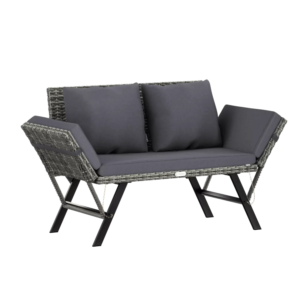 Poliratanas sodo suolas pilkas 176x56x81cm