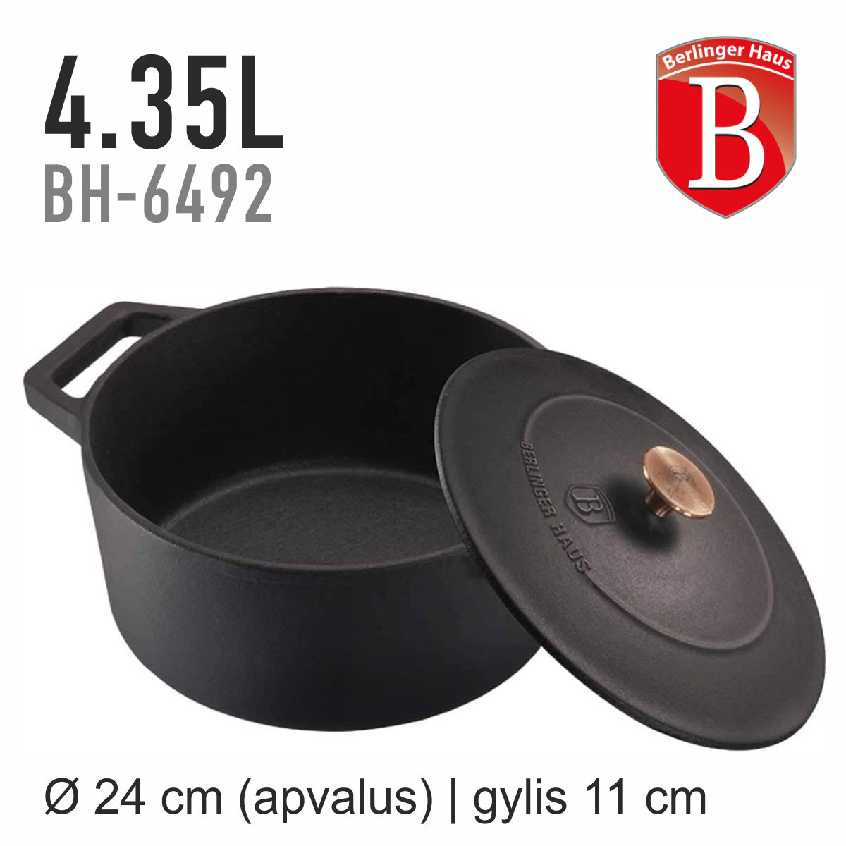 Ketaus puodas Berlinger Haus 4,35 litrai | Rose Gold BH/6492