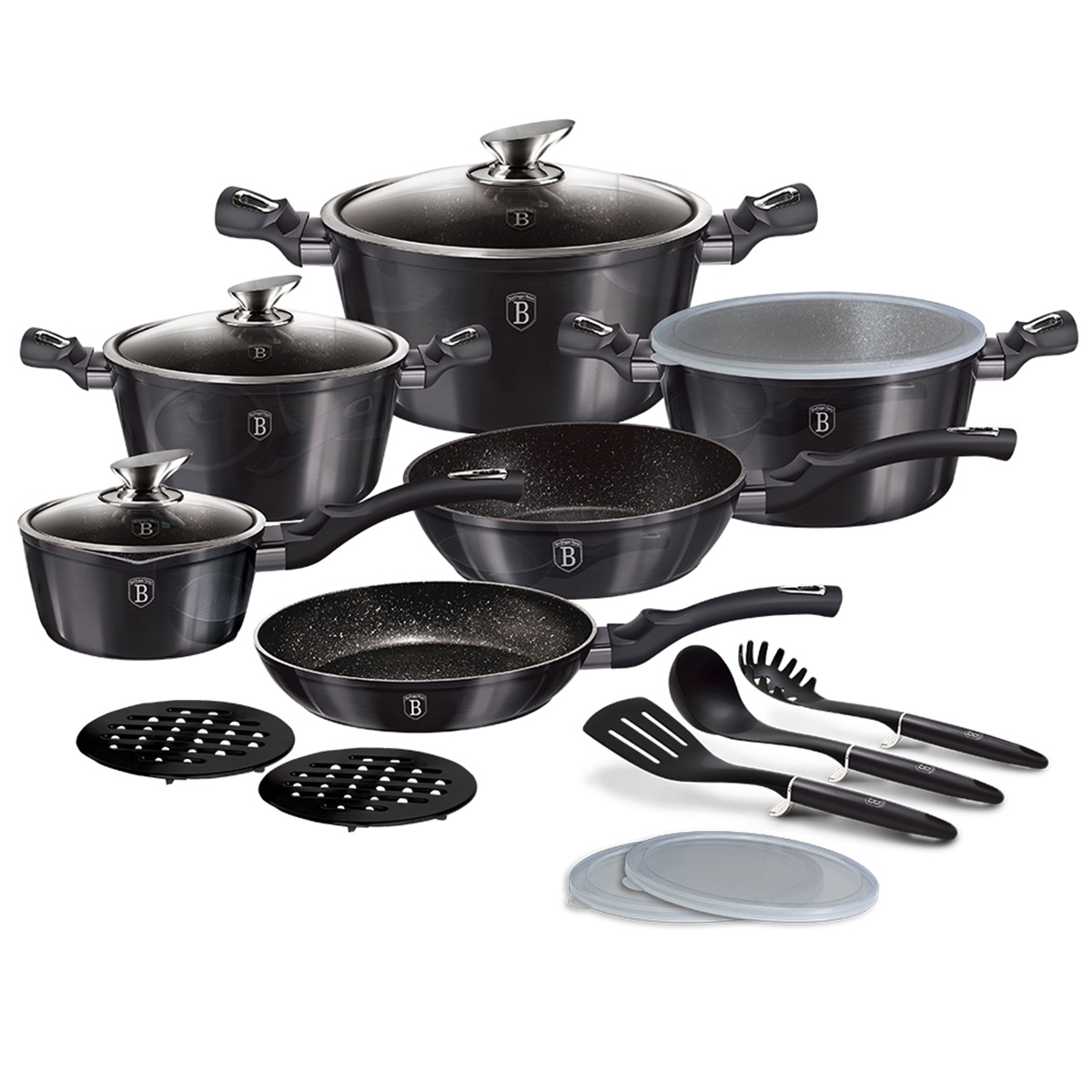 Puodų komplektas (18 dalių) Berlinger Haus Metallic Line Carbon Pro Edition BH-6887