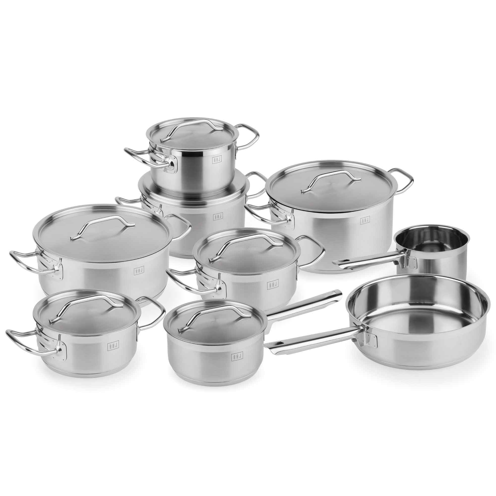 Puodų rinkinys BOJ 04000204, 9 dalių, Premium, nerūdijantis plienas