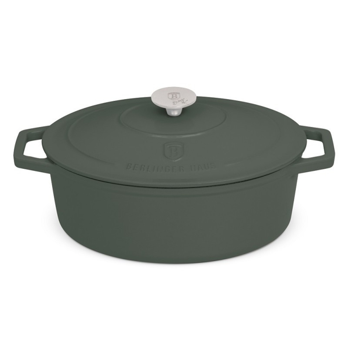Emaliuotas ketaus puodas, 30x22x12cm, 4,65L | Matte Green Collection BH-6545