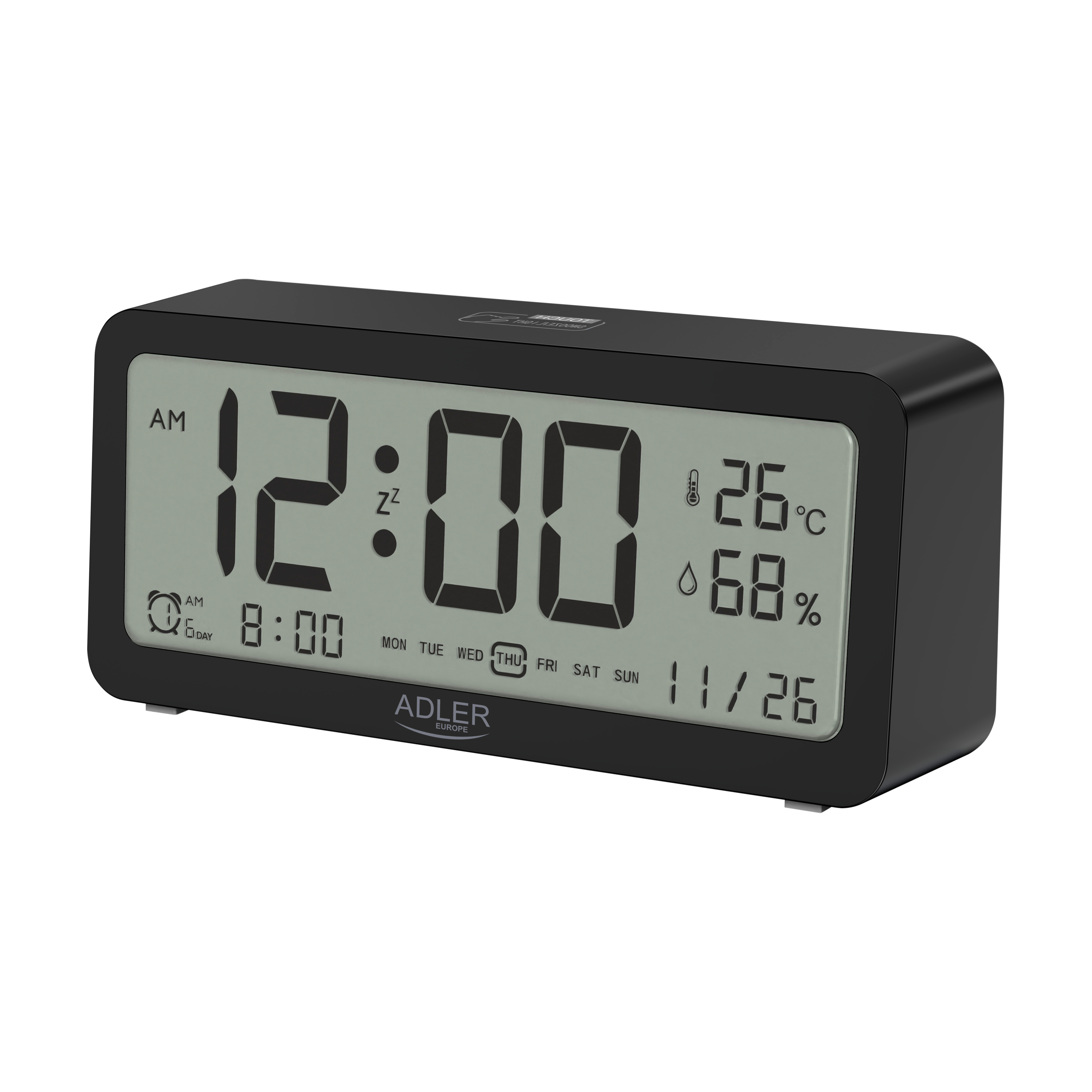 Žadintuvas Adler Alarm Clock AD 1195b Black, Alarm function