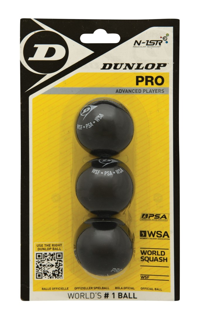 Skvošo kamuoliukai DUNLOP PRO 2 yellow dots