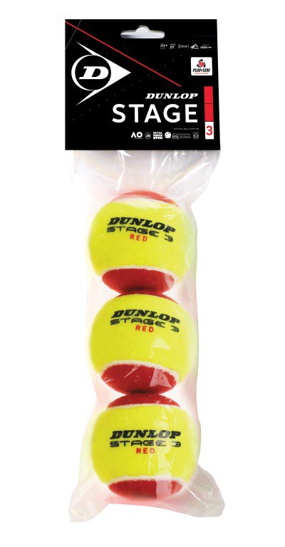 Teniso kamuol. DUNLOP STAGE 3 RED 3-polybag ITF