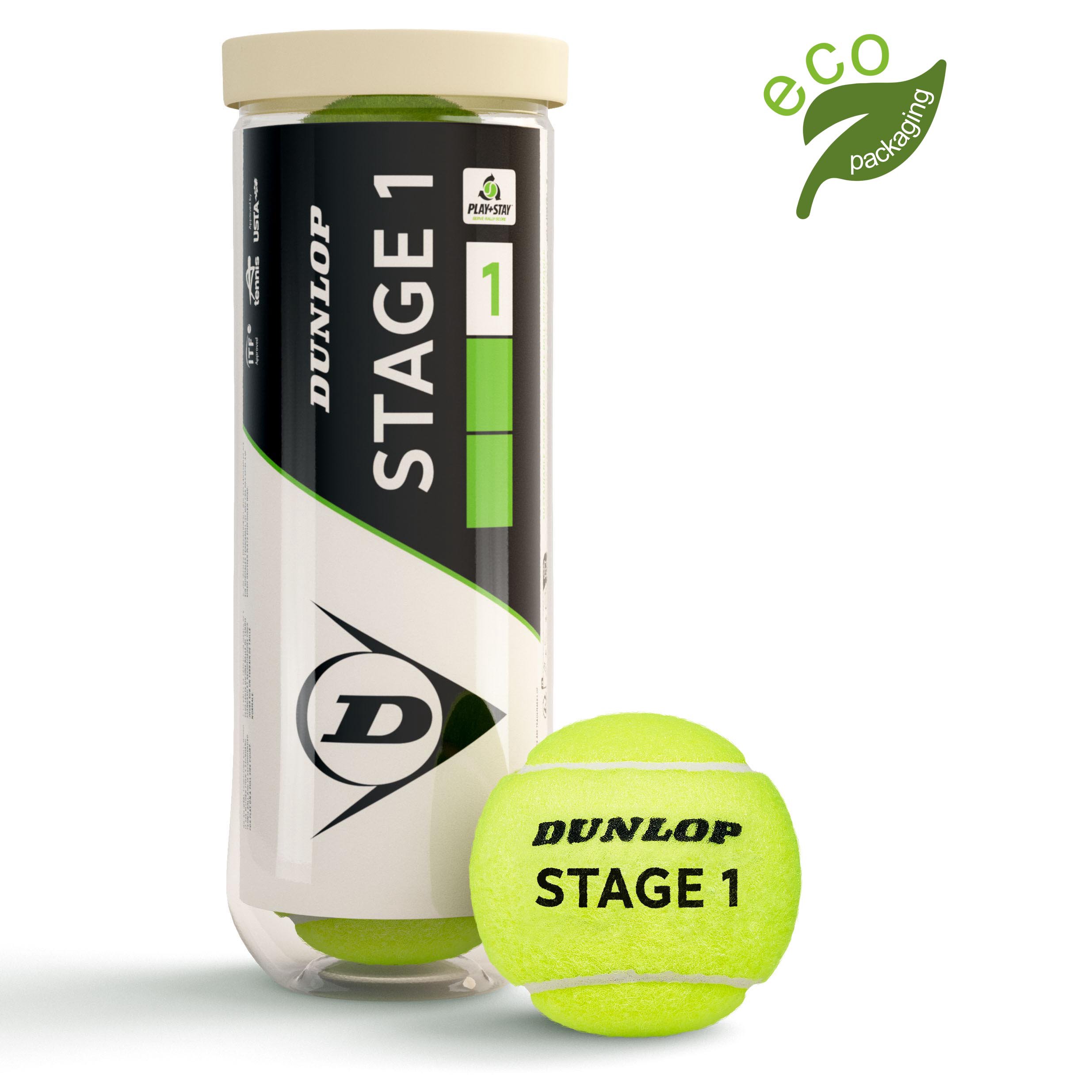 Teniso kamuol. DUNLOP STAGE 1 GREEN 3-tube ITF