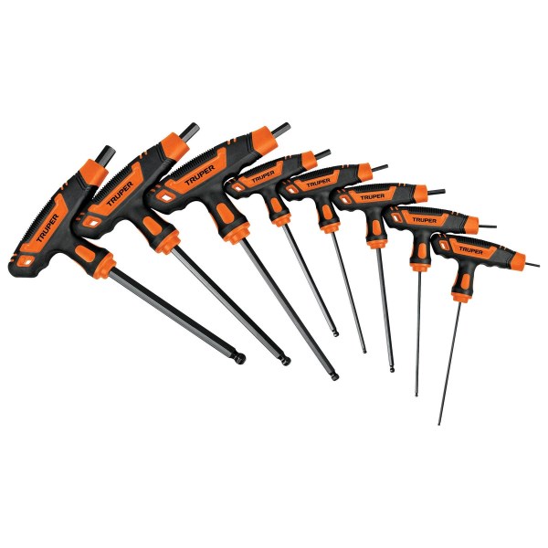 Rinkinys raktų šešiakampių 8 vnt 2-10 mm su T rankenomis Truper ALL-8TMX
