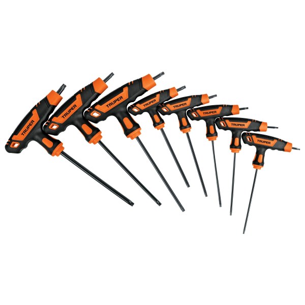 Rinkinys raktų šešiakampių 8 vnt 9-40 mm Torx su T rankenomis Truper TORX-8TLX