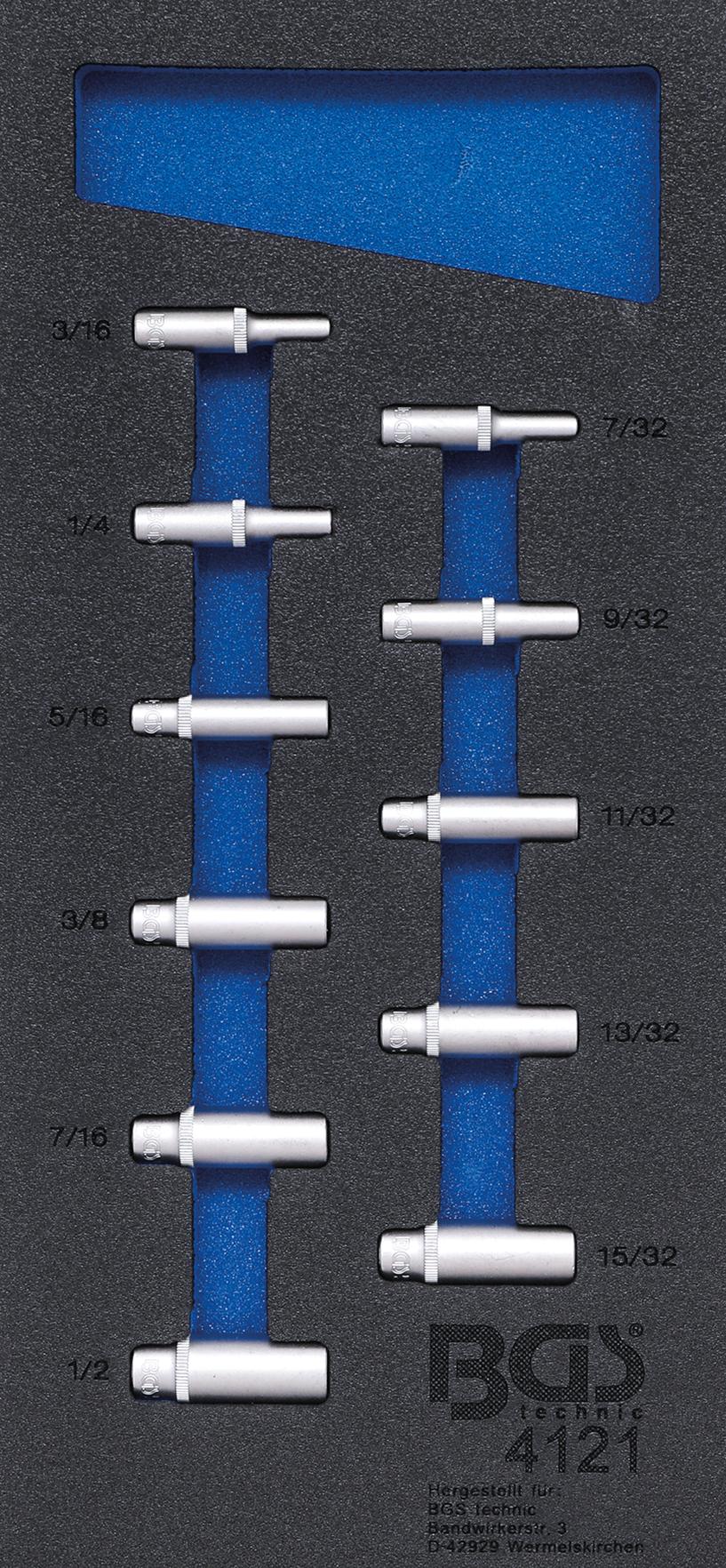 Įrankių dėklas 1/3: Galvutės | 6,3 mm (1/4") | coliniai dydžiai | ilgos | 11 vnt. (4121)