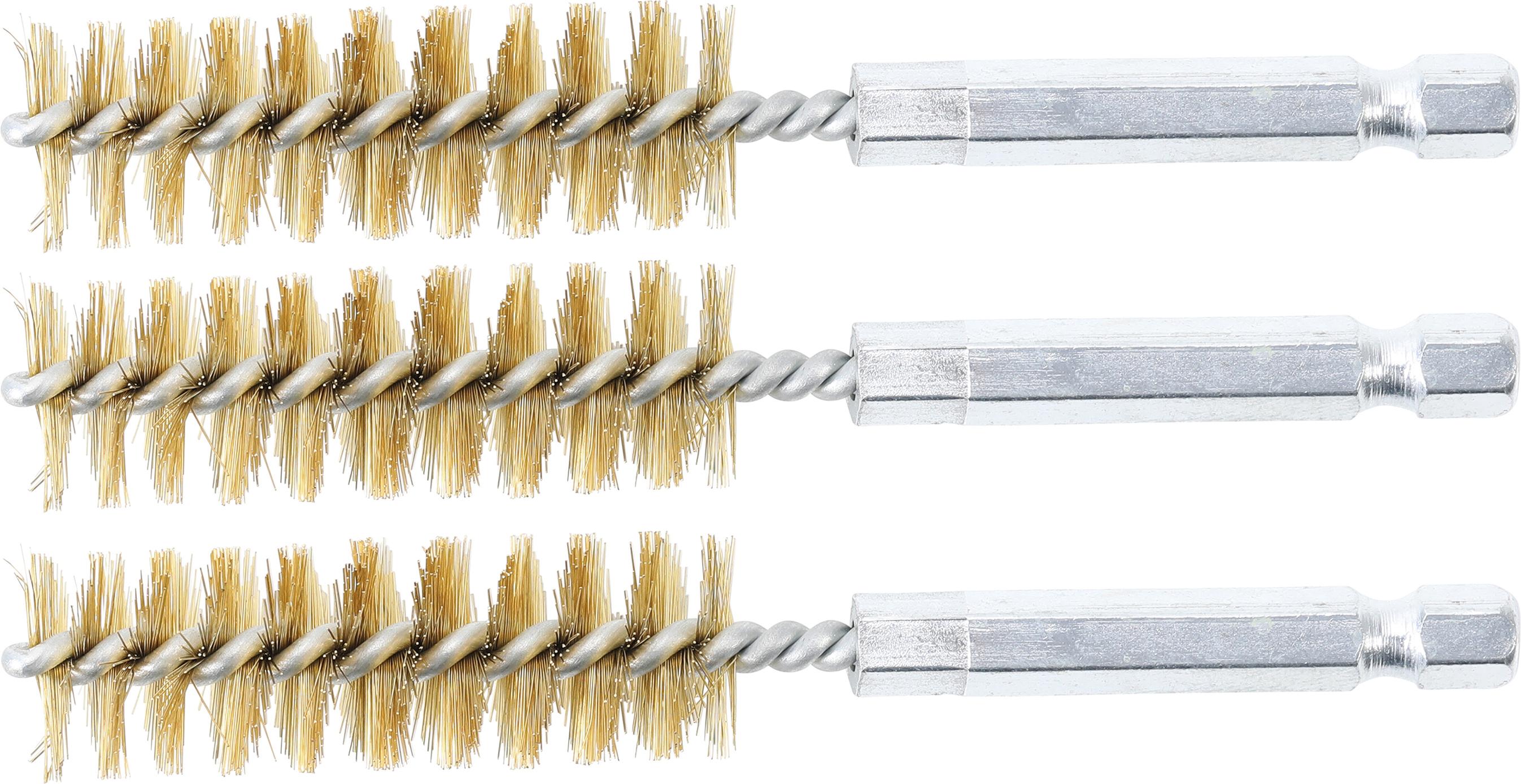Žalvariniai šepečiai vamzdeliams | 15 mm | 6,3 mm (1/4") | 3 vnt. (3078-15-M)