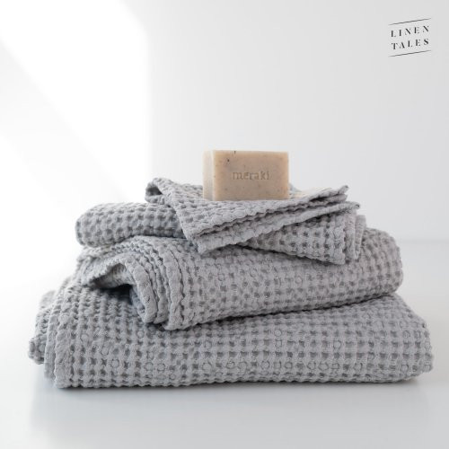 Linen Tales Light Grey Linen & Cotton Honeycomb Waffle Towel Vonios rankšluostis, 100x140cm