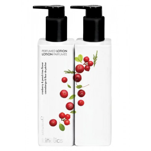 Kinetics Hand & Body Lotion Cranberry & Peach Tree Flower Parfumuotas losjonas rankoms ir kūnui su spanguolėmis ir persikų žiedais, 250ml