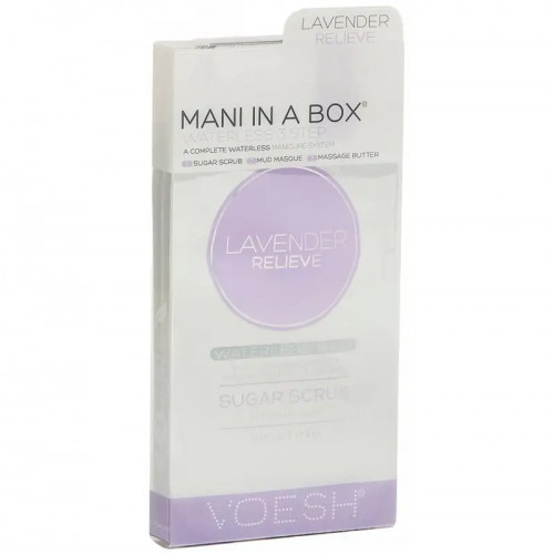 VOESH Waterless Mani In A Box 3 in 1 Lavender Relieve Procedūra rankoms su levandų ekstraktu, Rinkinys