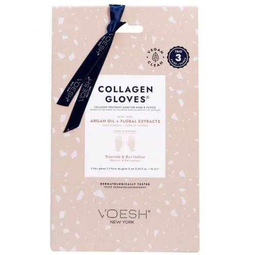 VOESH Collagen Gloves Kaukė rankoms su kolagenu, argano aliejumi ir gėlių ekstraktais, 3 vnt.