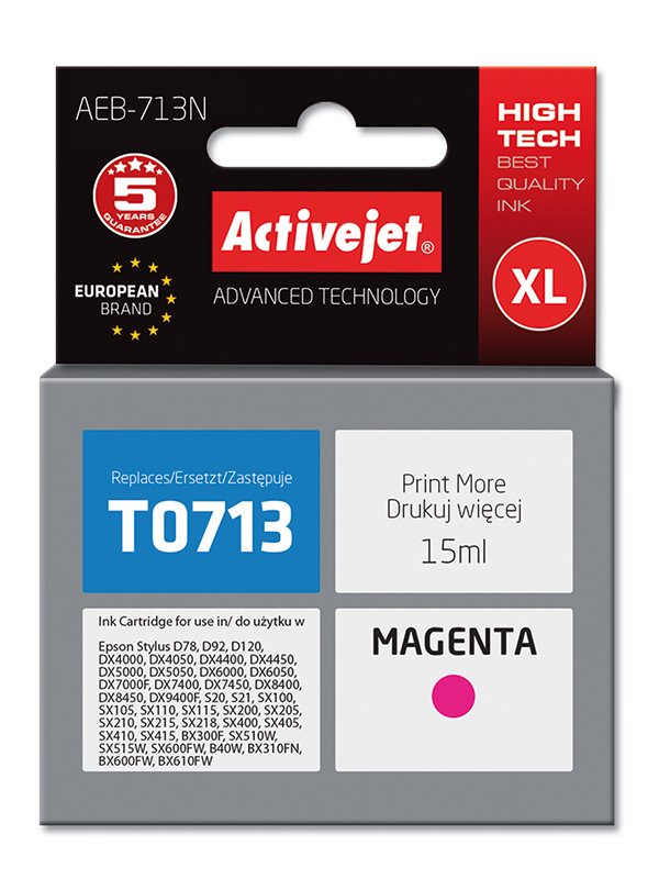 Rašalinė ACJ Epson T0713, rausva 15ml