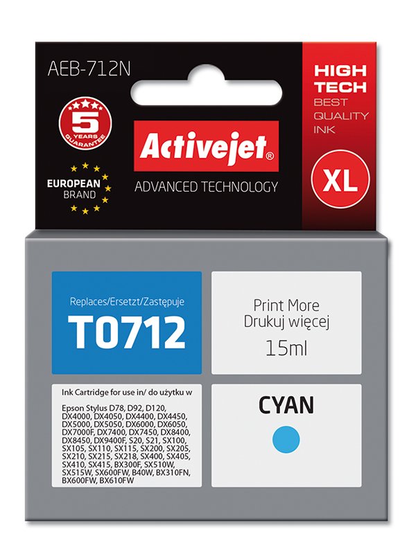 Rašalinė ACJ EPSON T0712, melsva 15ml