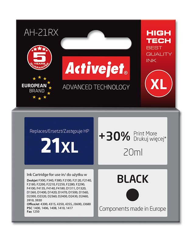 Rašalinė ACJ HP 21XL, juoda 20ml / C9351N