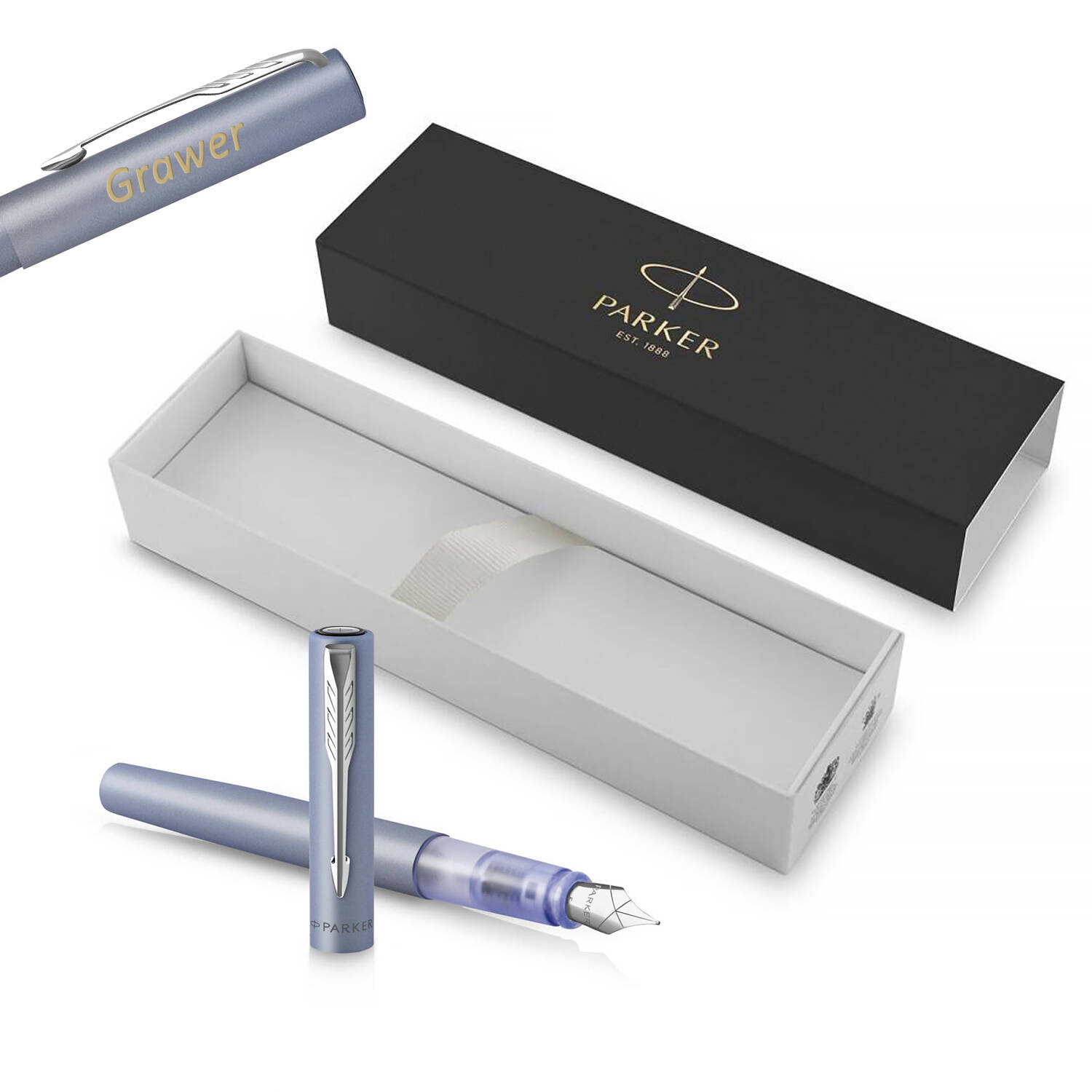 Parker Vector XL Silver Blue (M) Plunksnakotis su graviravimu - 2159745
