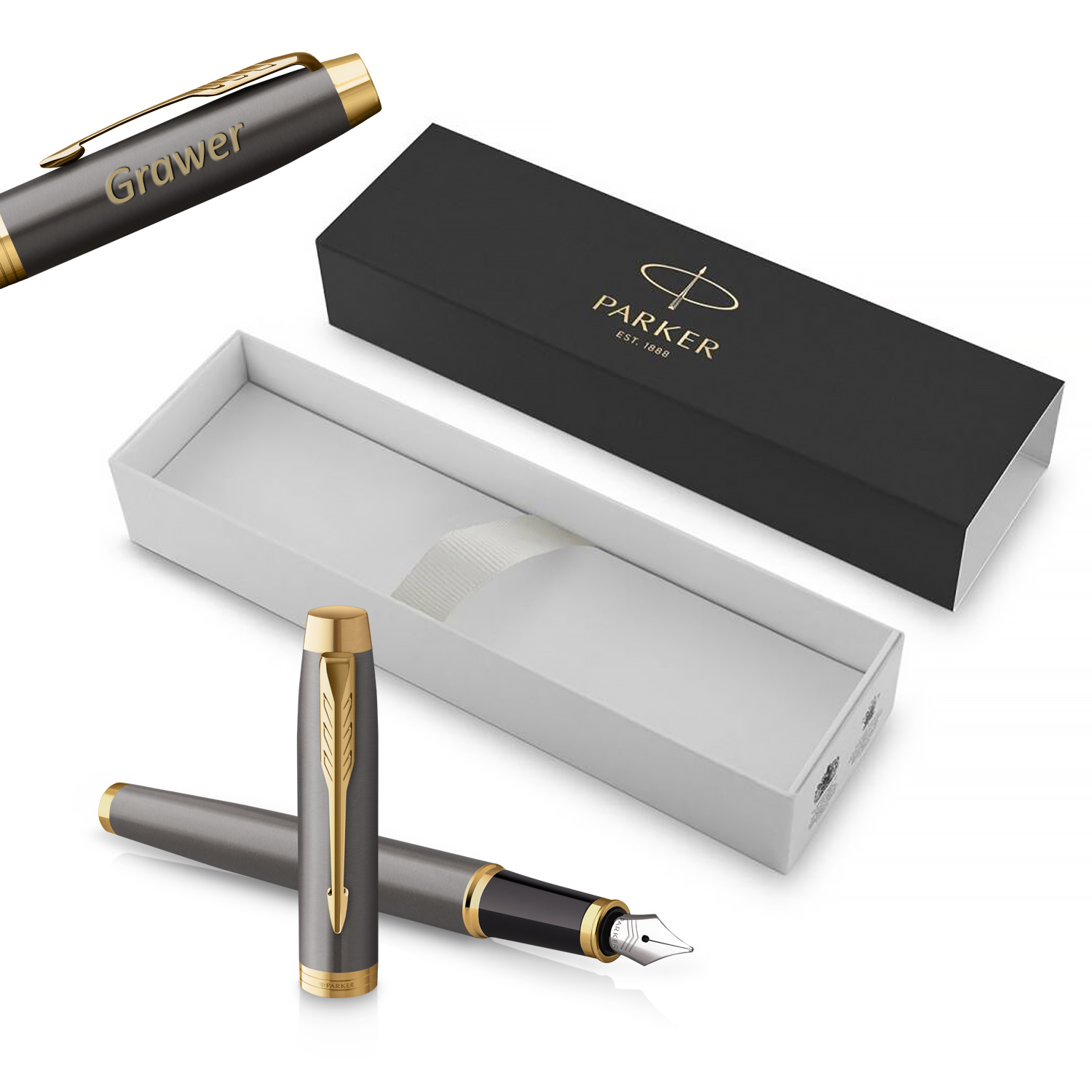 Parker IM Core Grey GT (F) Plunksnakotis su graviravimu