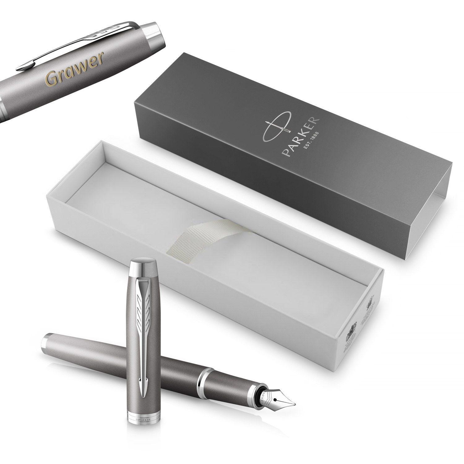 Parker IM Rituals Turquoise Grey (M) Plunksnakotis su graviravimu