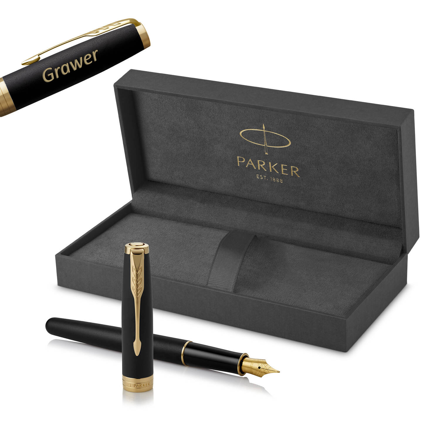 Parker Sonnet Matte Black GT (M) Plunksnakotis su graviravimu