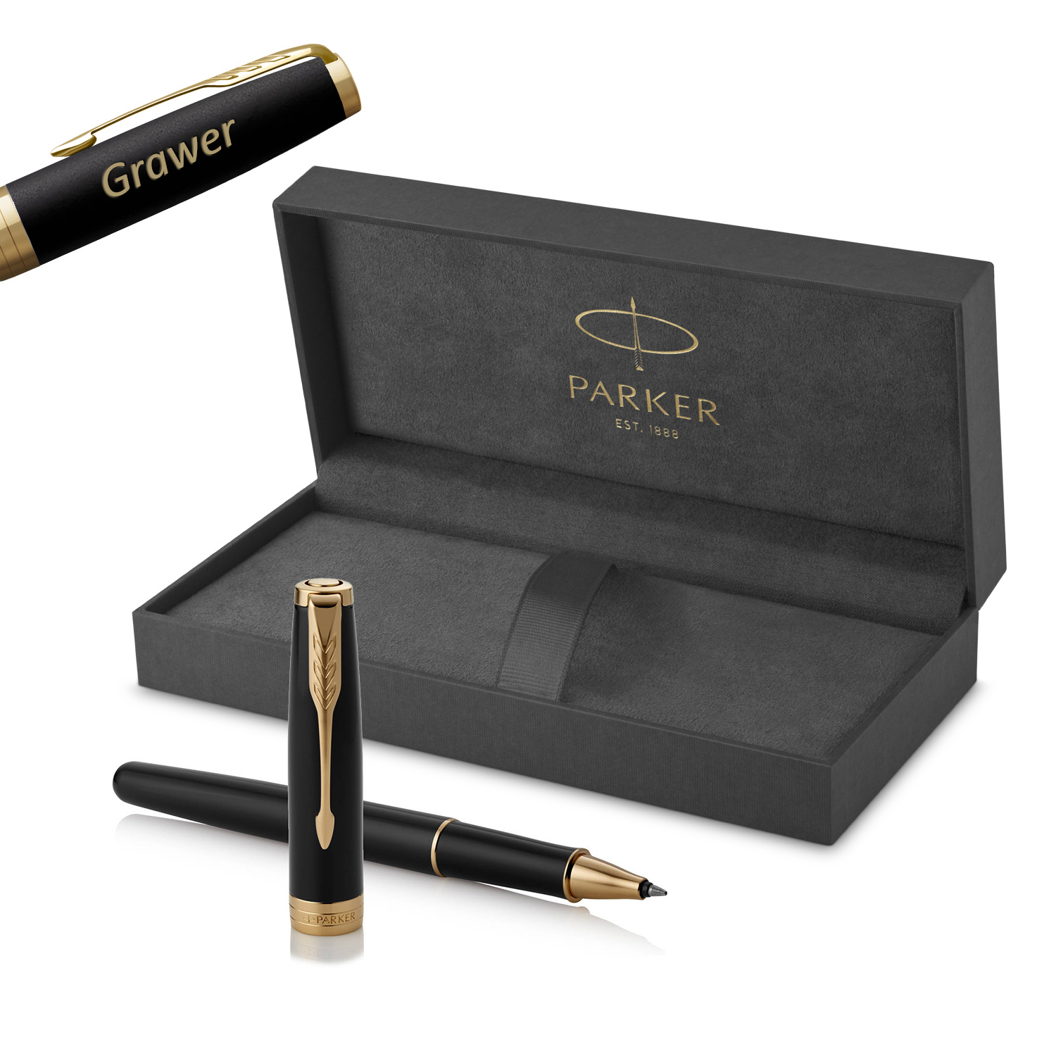 Parker Sonnet Black Lacquer GT Rašiklis su graviravimu