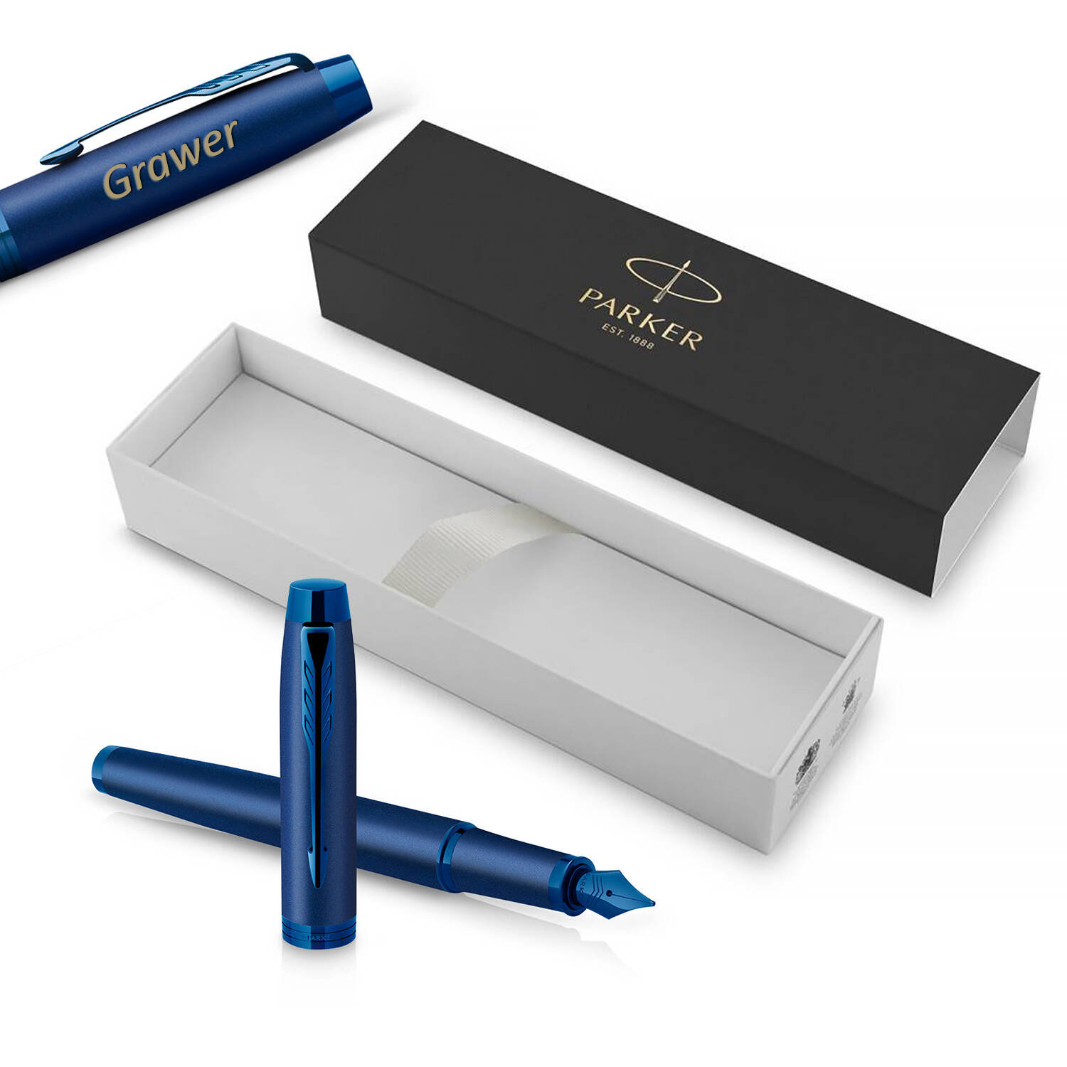 Parker IM Monochrome Blue (F) Plunksnakotis su graviravimu