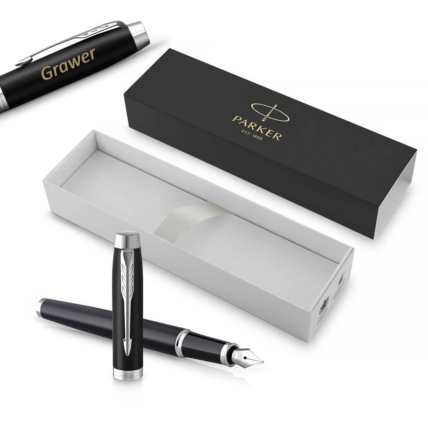 Parker IM Essential Matte Black CT (F) Plunksnakotis su graviravimu