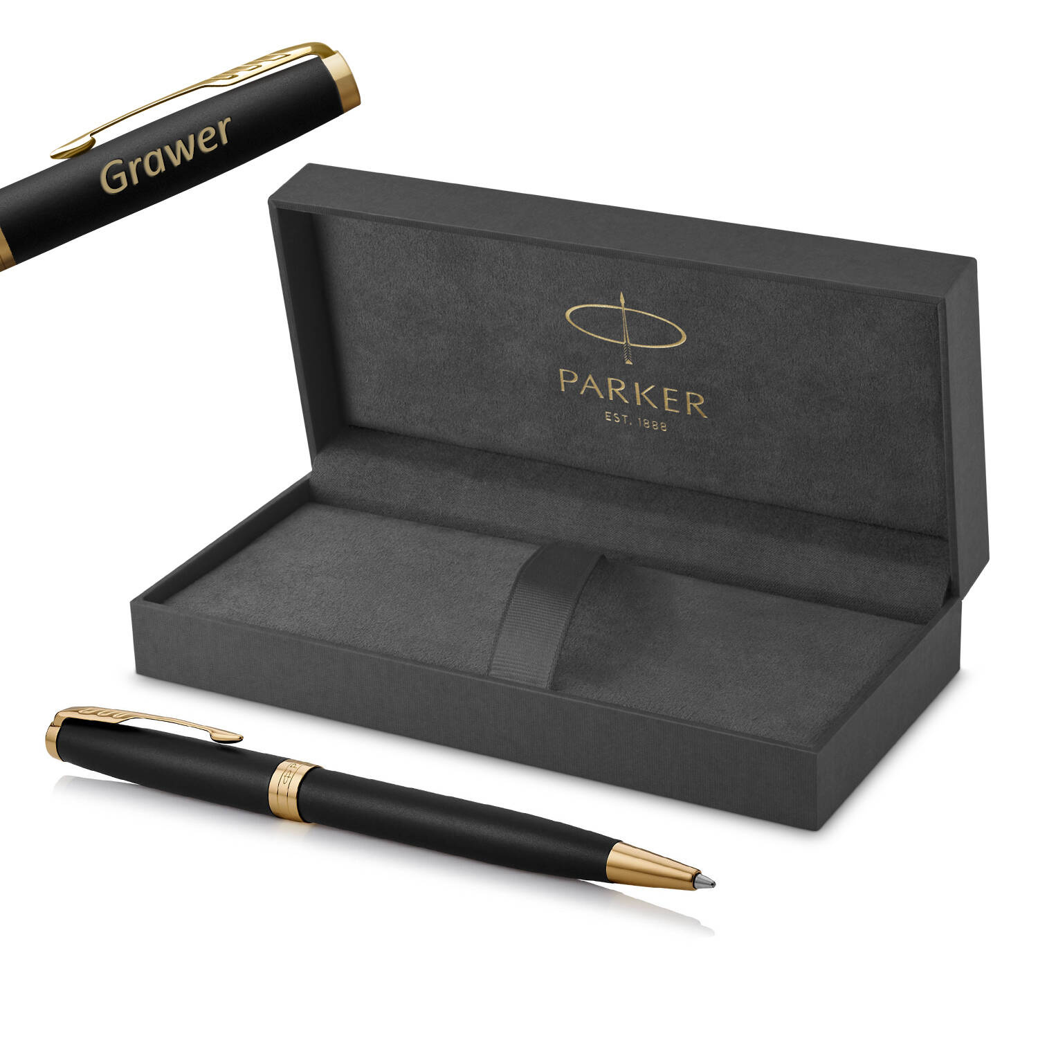 Parker Sonnet Matte Black GT Tušinukas su graviravimu