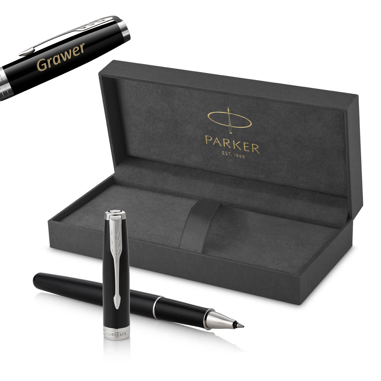 Parker Sonnet Black Lacquer CT Rašiklis su graviravimu