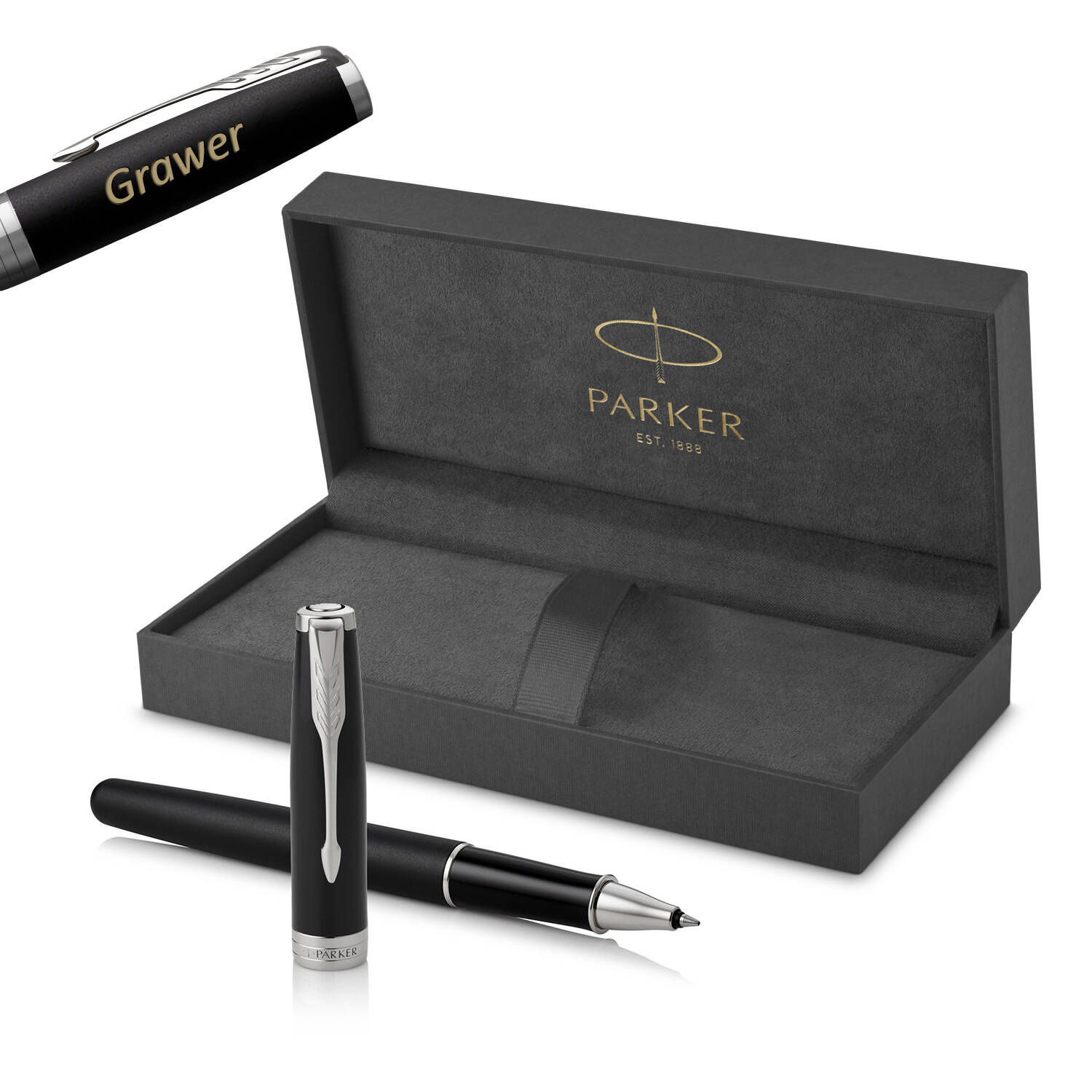 Parker Sonnet Matte Black CT Rašiklis su graviravimu