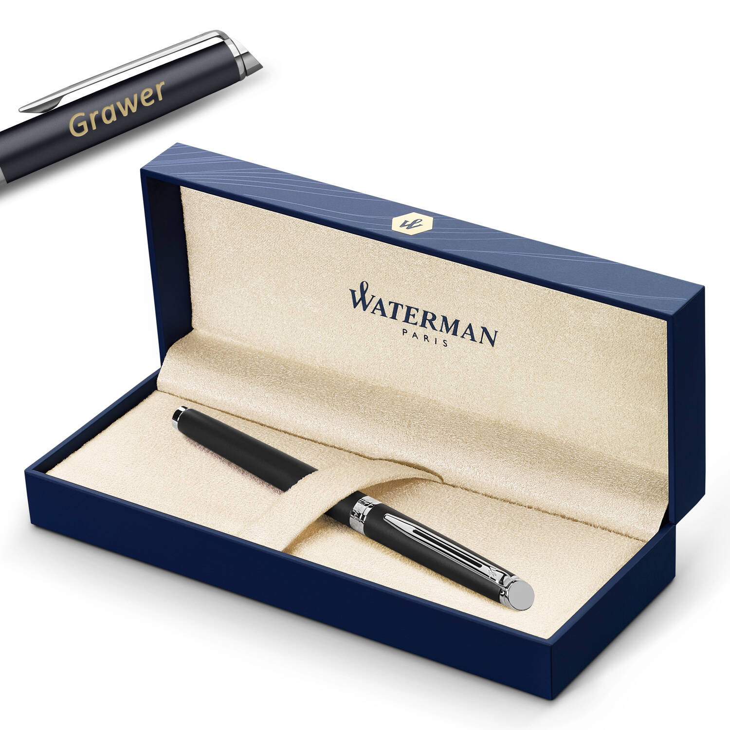 Waterman Hémisphère Matte Black CT (M) Plunksnakotis su graviravimu