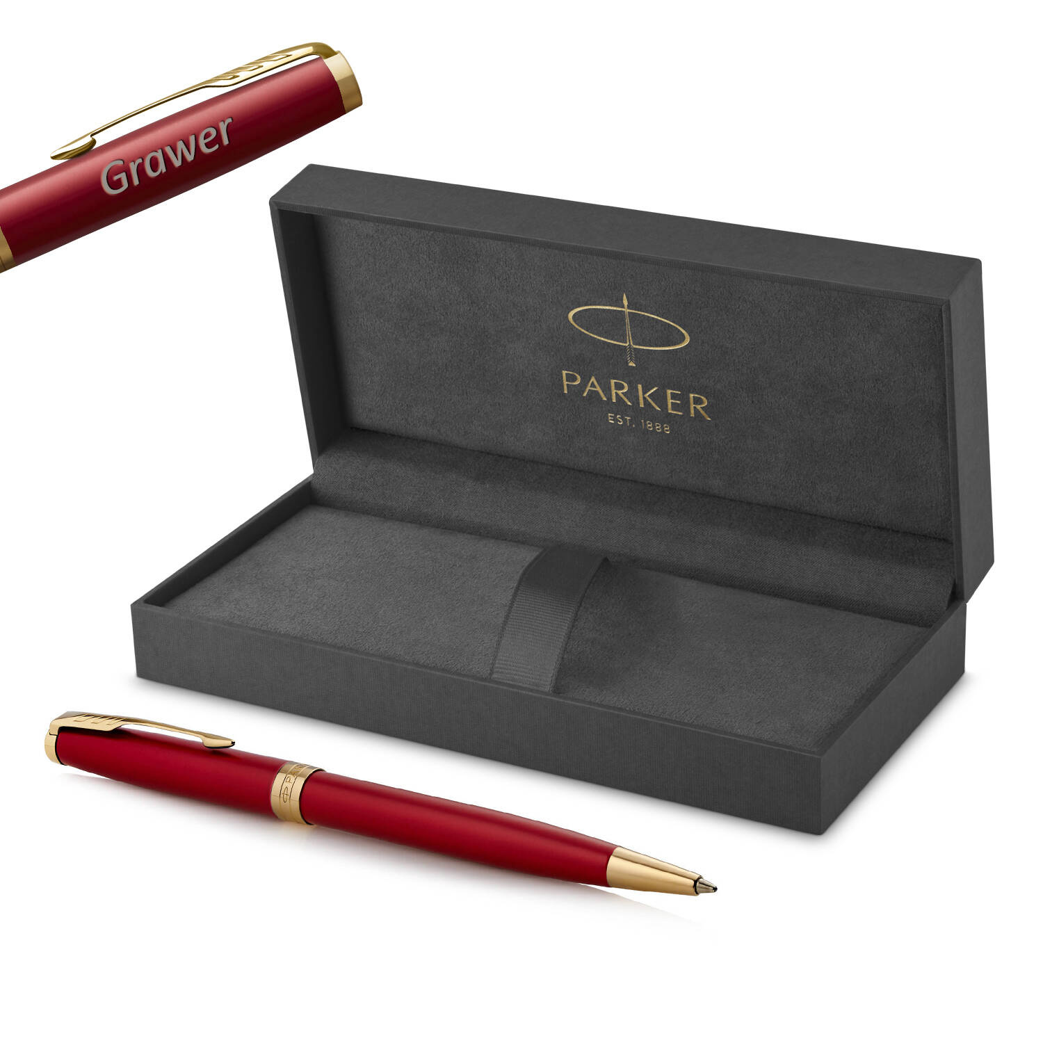 Parker Sonnet Red Lacquer GT Tušinukas su graviravimu
