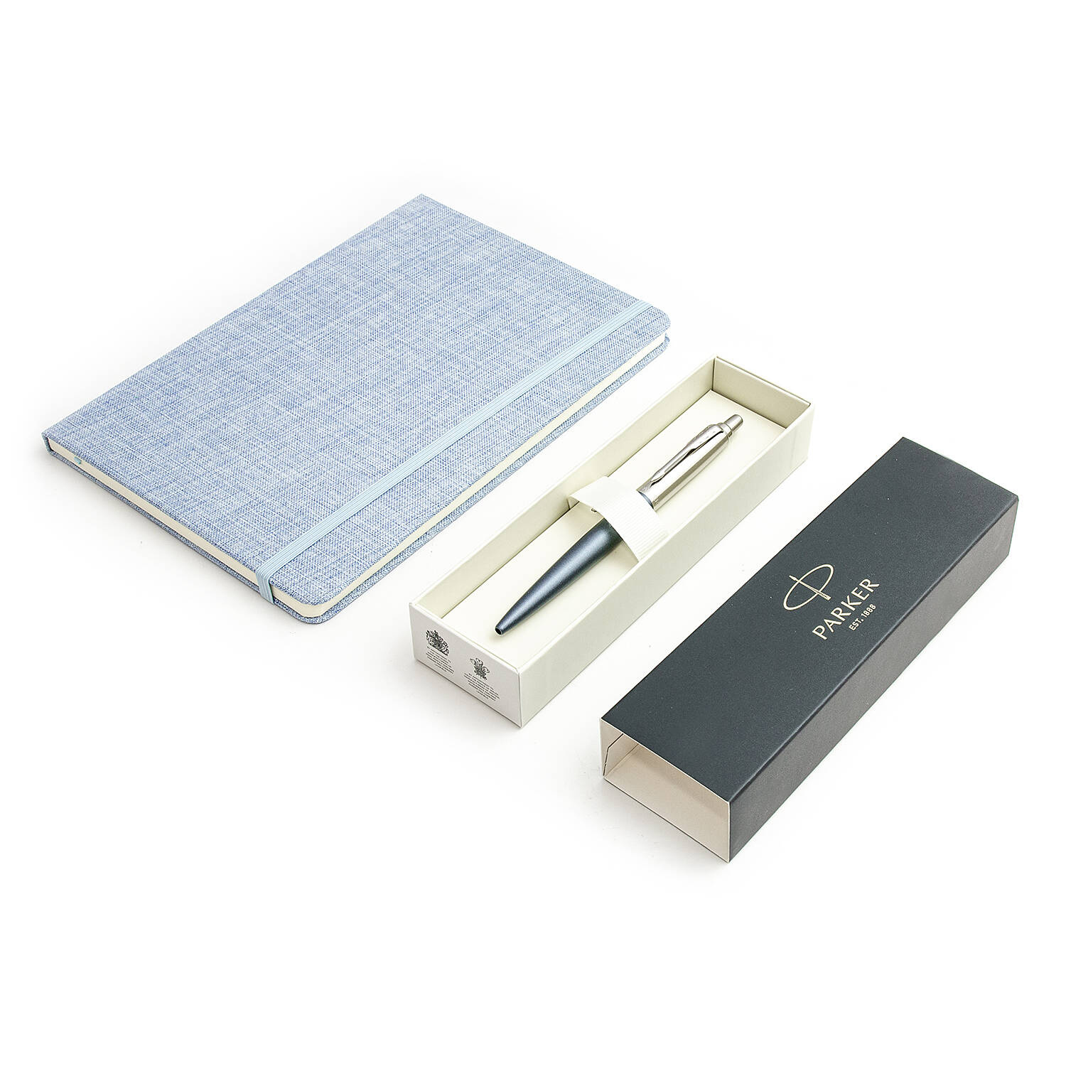 Parker Jotter XL Primrose Matte Blue Tušinukas su mėlyna A5 formato užrašų knygele