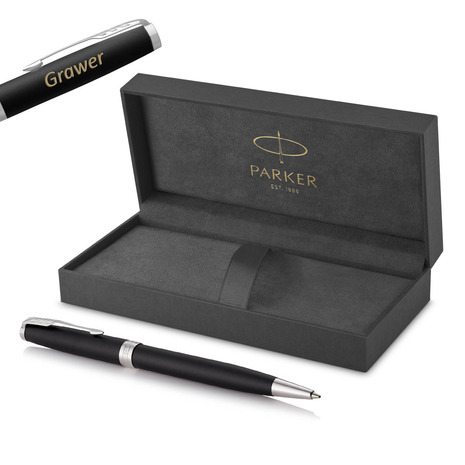 Parker Sonnet Matte Black CT Tušinukas su graviravimu