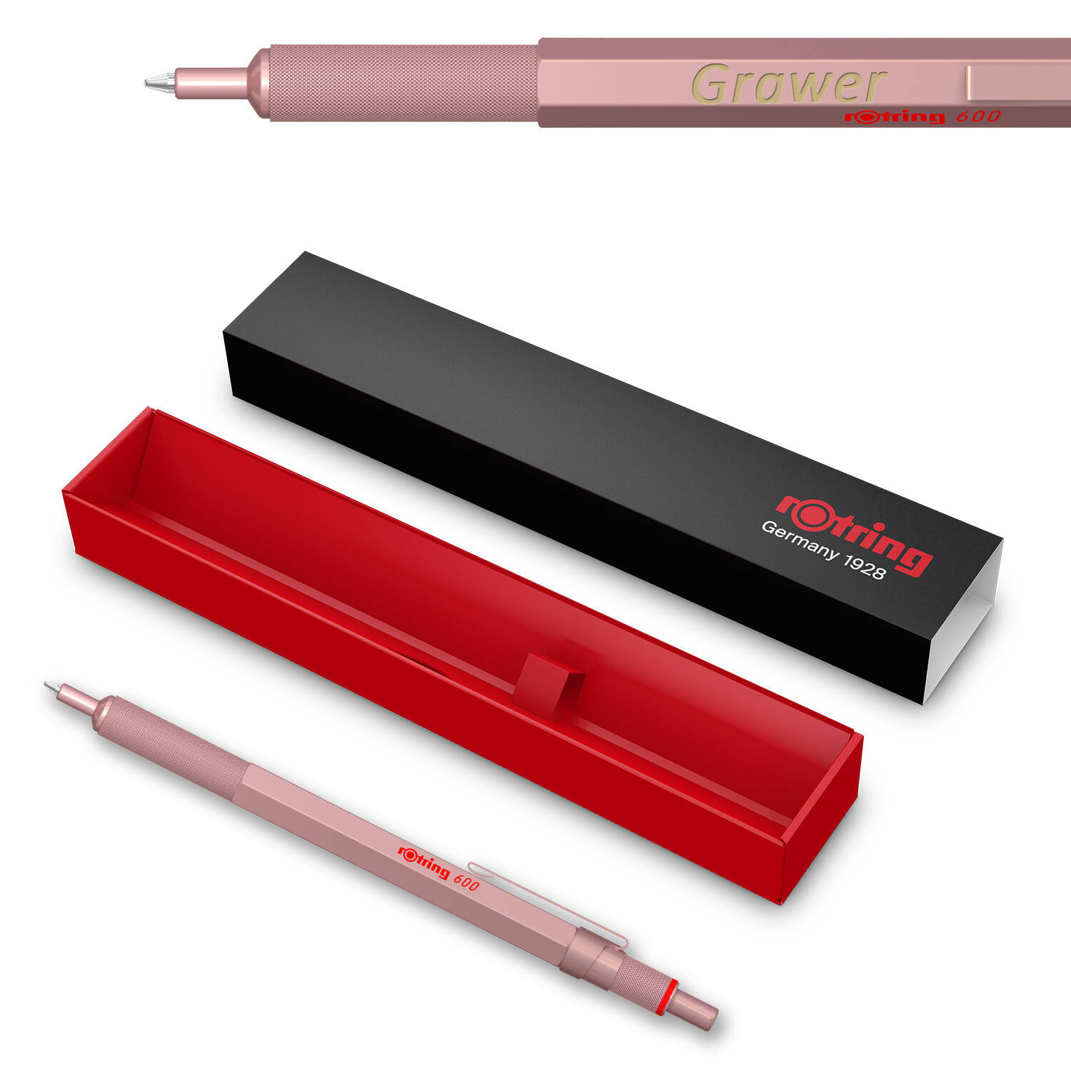 Rotring RO 600 Professional Rose Gold Metalinis Tušinukas su graviravimu