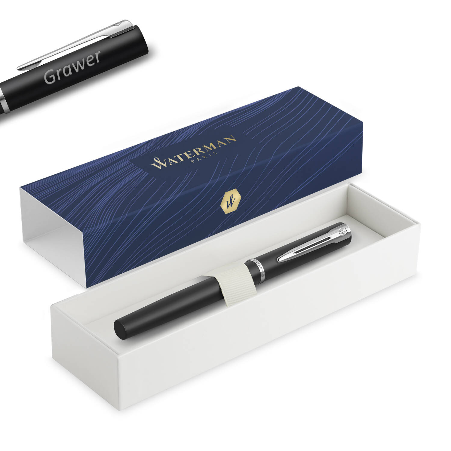 Waterman Allure/Graduate Black Matte CT (F) Plunksnakotis su graviravimu