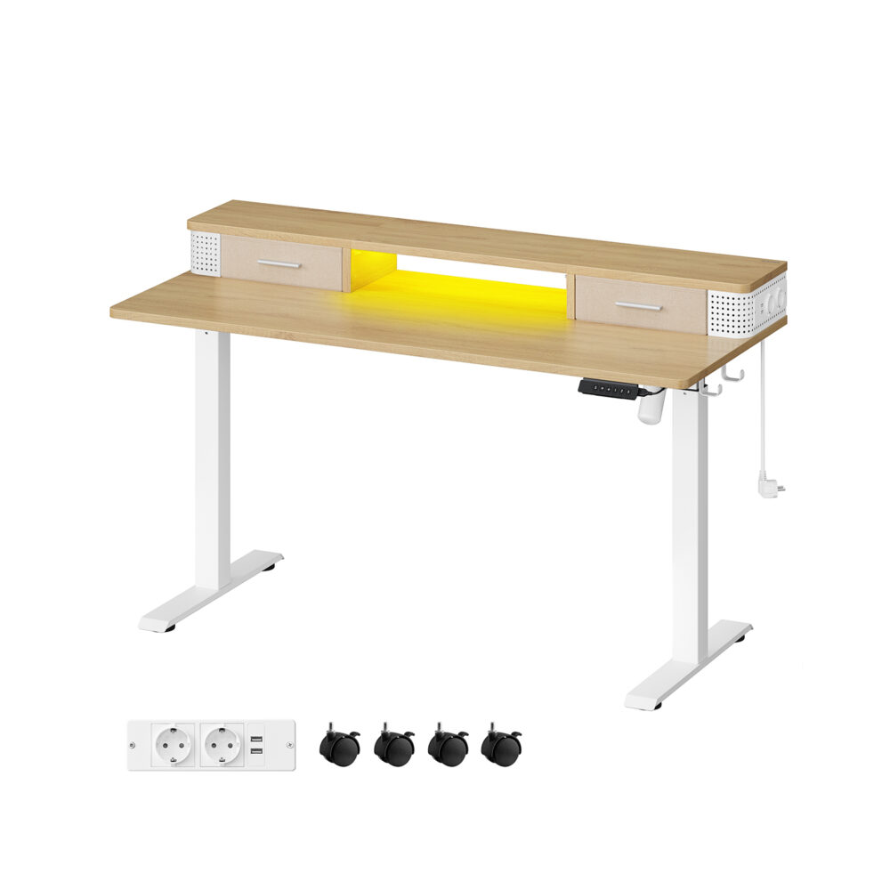 Reguliuojamo aukščio elektrinis stalas | 60 x 140 x (72-120) cm | Rusva